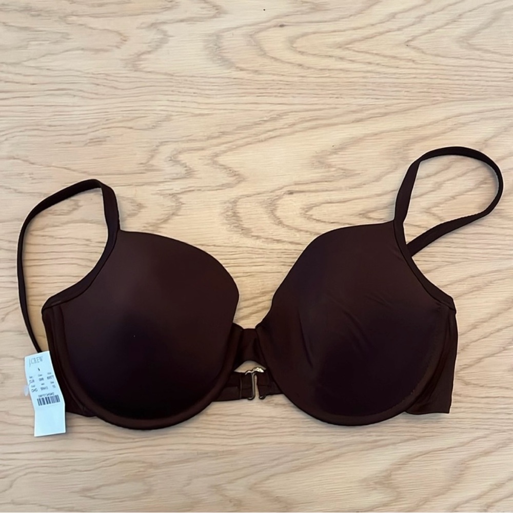 J. Crew Brown Bikini Top With Underwire & Clasp Closure